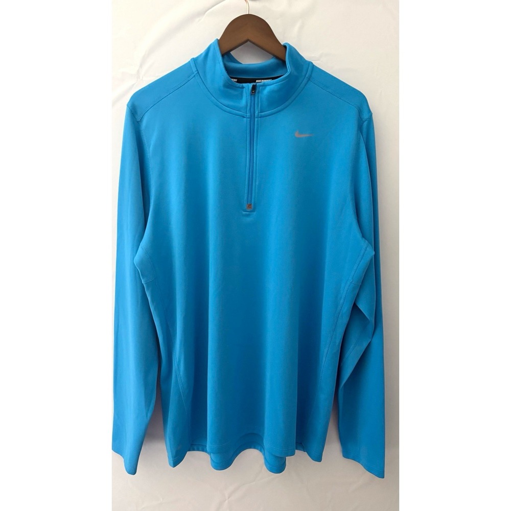 Nike Dri-FIT Men's XL Blue 1/4 Zip Mock Neck Long Sleeve Running Pullover